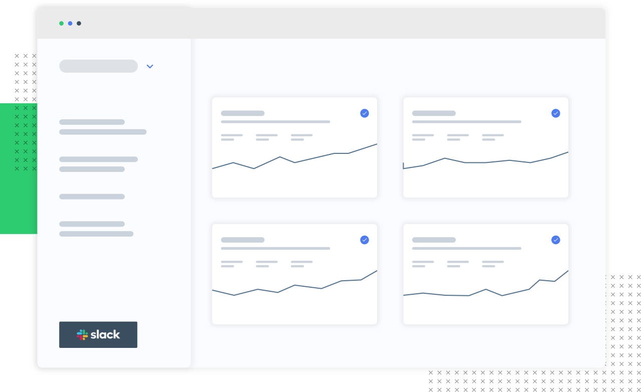 A dashboard featuring four illustrated bar charts.